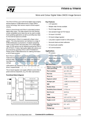 STV0672 datasheet - Mono and Colour Digital Video CMOS Image Sensors