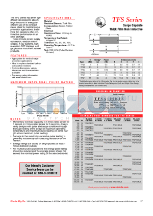 TFSA2K20FE datasheet - Surge Capable Thick Film Non Inductive
