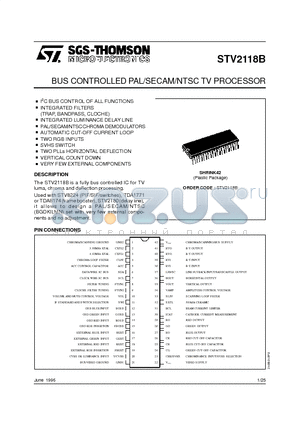 STV2118B datasheet - BUS CONTROLLED PAL/SECAM/NTSC TV PROCESSOR