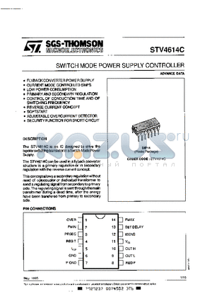 STV4614C datasheet - SWITCH MODE POWER SUPPLY CONTROLLER