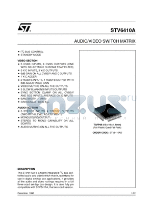 STV6410A datasheet - AUDIO/VIDEO SWITCH MATRIX