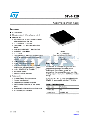 STV6412B datasheet - Audio/video switch matrix