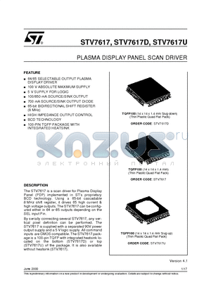 STV7617 datasheet - PLASMA DISPLAY PANEL SCAN DRIVER