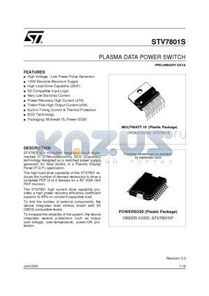 STV7801 datasheet - PLASMA DATA POWER SWITCH