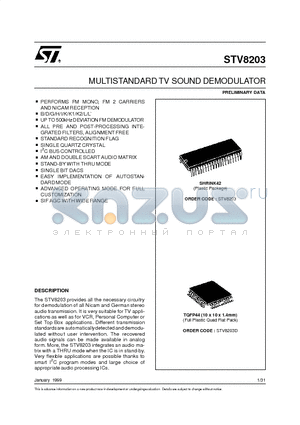 STV8203D datasheet - MULTISTANDARD TV SOUND DEMODULATOR