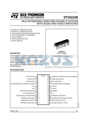 STV8224B datasheet - MULTISTANDARD VIDEO AND SOUND IF SYSTEM WITH AUDIO AND VIDEO SWITCHES