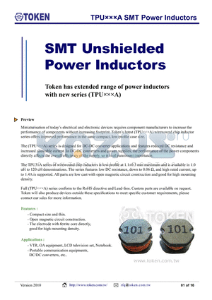 TPU31-3R3M datasheet - TPUA SMT Power Inductors