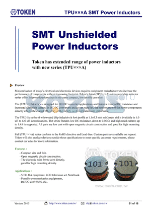 TPU31-560K datasheet - TPUA SMT Power Inductors