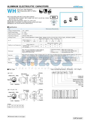 UWH1C101MCL datasheet - ALUMINUM ELECTROLYTIC CAPACITORS