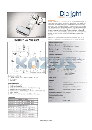 STW-00-070-1111-212 datasheet - DuroSite LED Area Light