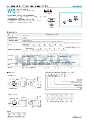 UWS0J221MCL datasheet - ALUMINUM ELECTROLYTIC CAPACITORS