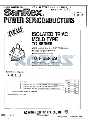 TG25E40 datasheet - ISOLATED TRIAC MOLD TYPE