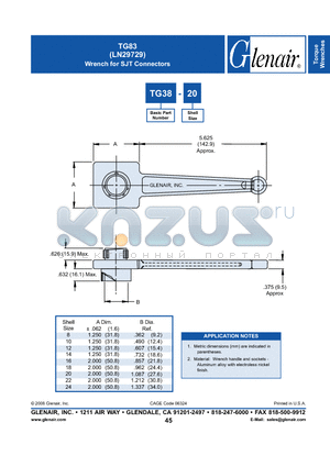 TG38-08 datasheet - Wrench for SJT Connectors