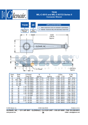 TG38-24 datasheet - Connector Wrench