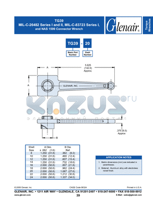 TG39-12 datasheet - Connector Wrench