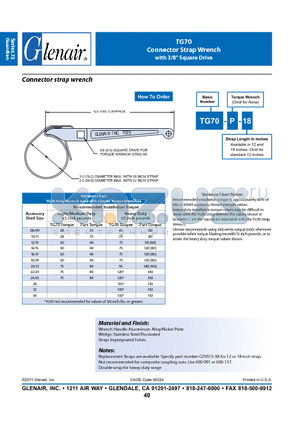 TG70 datasheet - Connector Strap Wrench with 3/8