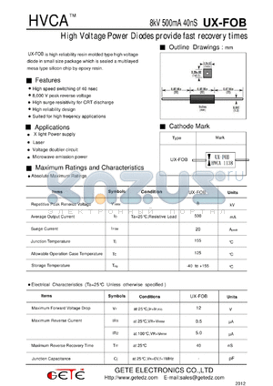 UX-FOB datasheet - High Voltage Power Diodes provide fast recovery times