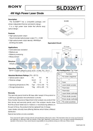SLD326YT-21 datasheet - 4W High Power Laser Diode