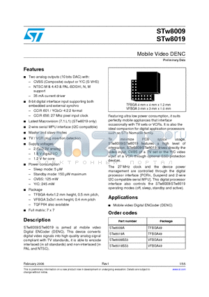 STW8019 datasheet - Mobile Video DENC