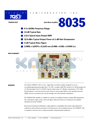 TGA8035-SCC datasheet - Gain Block Amplifier