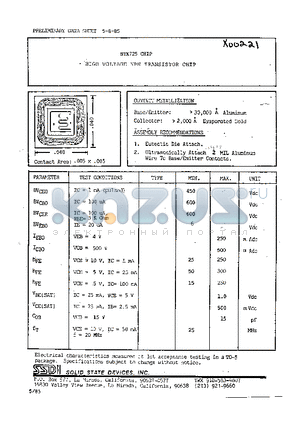 STX725 datasheet - HIGH VOLTAGE PNP TRANSISTOR CHIP