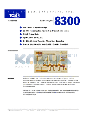 TGA8300-SCC datasheet - Gain Block Amplifier