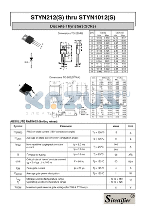 STYN1012S datasheet - Discrete Thyristors(SCRs)