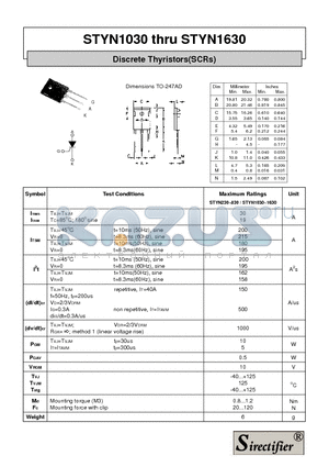 STYN1030 datasheet - Discrete Thyristors(SCRs)