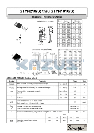 STYN210S datasheet - Discrete Thyristors(SCRs)