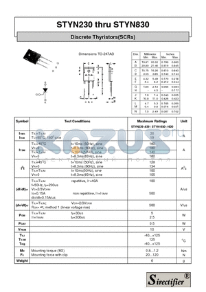 STYN330 datasheet - Discrete Thyristors(SCRs)