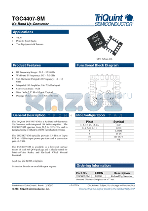 TGC4407-SM datasheet - Ka-Band Up-Converter