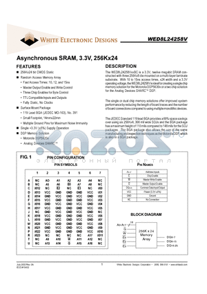 WED8L24258V12BC datasheet - Asynchronous SRAM, 3.3V, 256Kx24