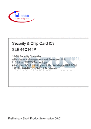 SLE66C164P datasheet - Security & Chip Card ICs