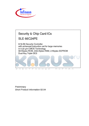 SLE66C24PEC datasheet - Security & Chip Card ICs