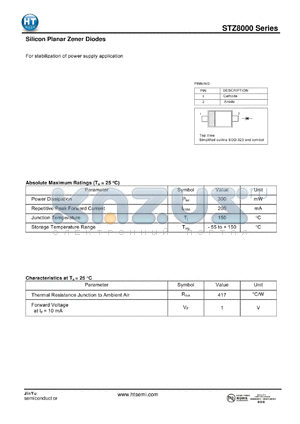 STZ8033B datasheet - Silicon Planar Zener Diodes