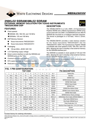 WED9LC6816V1512BC datasheet - 256Kx32 SSRAM/4Mx32 SDRAM