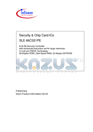 SLE66C321PEM5 datasheet - Security & Chip Card ICs