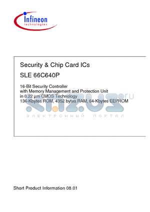SLE66C640P-T85M5 datasheet - Security & Chip Card ICs