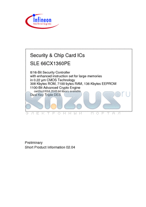 SLE66CX1360PEC datasheet - Security & Chip Card ICs