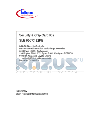 SLE66CX182PEM5 datasheet - Security & Chip Card ICs