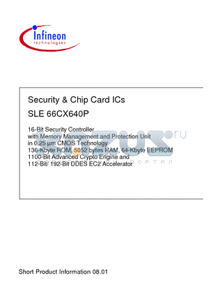 SLE66CX640P-T85M5 datasheet - Security & Chip Card ICs