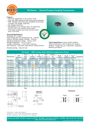 TGJ-500-6C datasheet - General Purpose Coupling Transformers