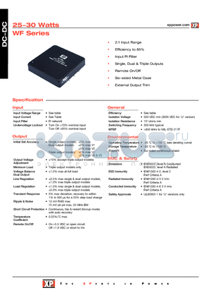 WF101 datasheet - DC-DC Power Supplies