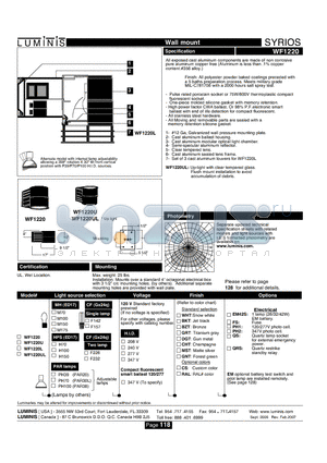 WF1220 datasheet - Wall mount