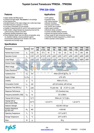 TPW50A datasheet - Topstek Current Transducers