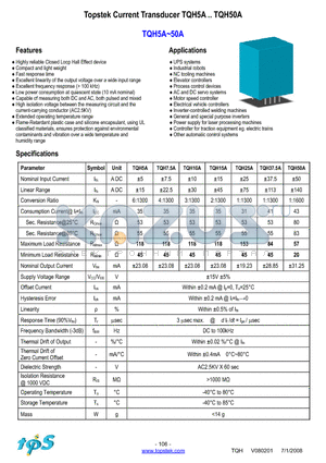 TQH25A datasheet - Topstek Current Transducer