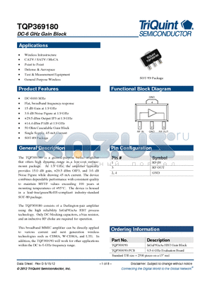 TQP369180 datasheet - DC-6 GHz Gain Block