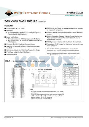 WF4M16-120DTI5A datasheet - 2x2Mx16 5V FLASH MODULE