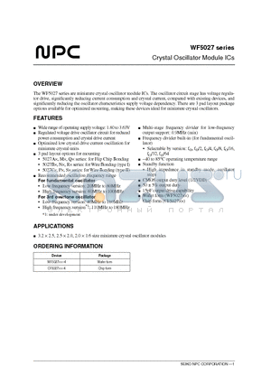 WF5027BP-4 datasheet - Crystal Oscillator Module ICs