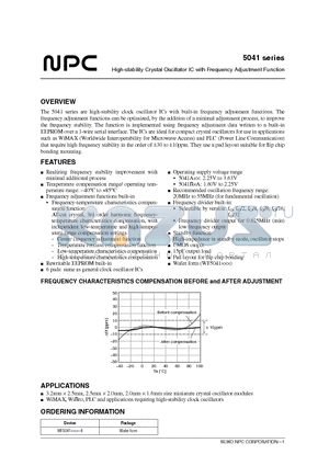 WF5041A2A-4 datasheet - High-stability Crystal Oscillator IC with Frequency Adjustment Function